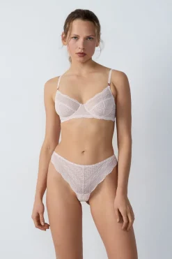 Clearance ETAM Tanga de encaje ROSA PÁLIDO
