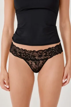 Hot ETAM Tanga de encaje NEGRO