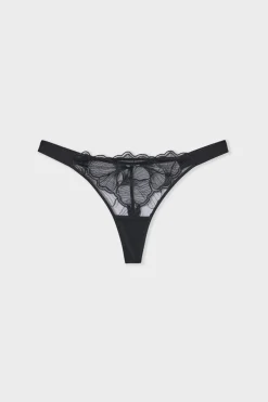 Online ETAM Tanga de encaje NEGRO