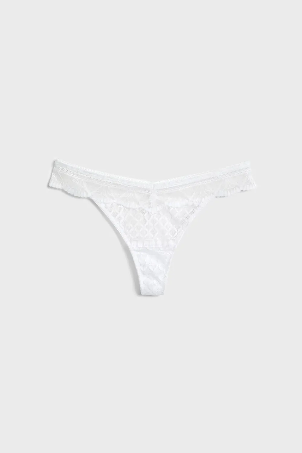 Sale ETAM Tanga de encaje BLANCO