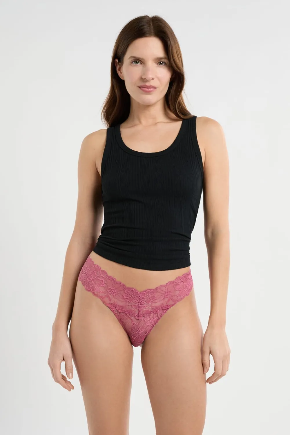 Hot ETAM Tanga de encaje BLUSH