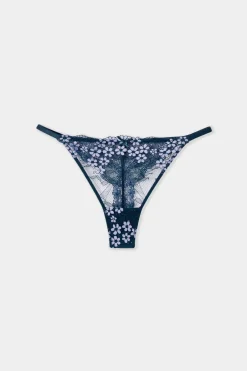 Clearance ETAM Tanga de encaje AZUL NOCHE