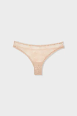 Best ETAM Tanga de encaje rosa nude
