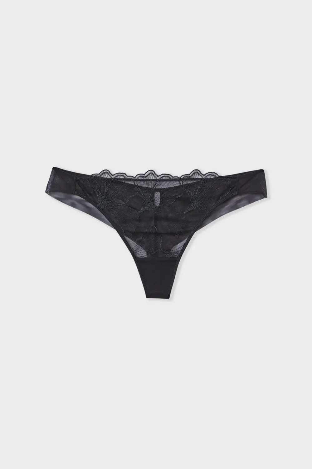 ETAM Tanga de encaje NEGRO