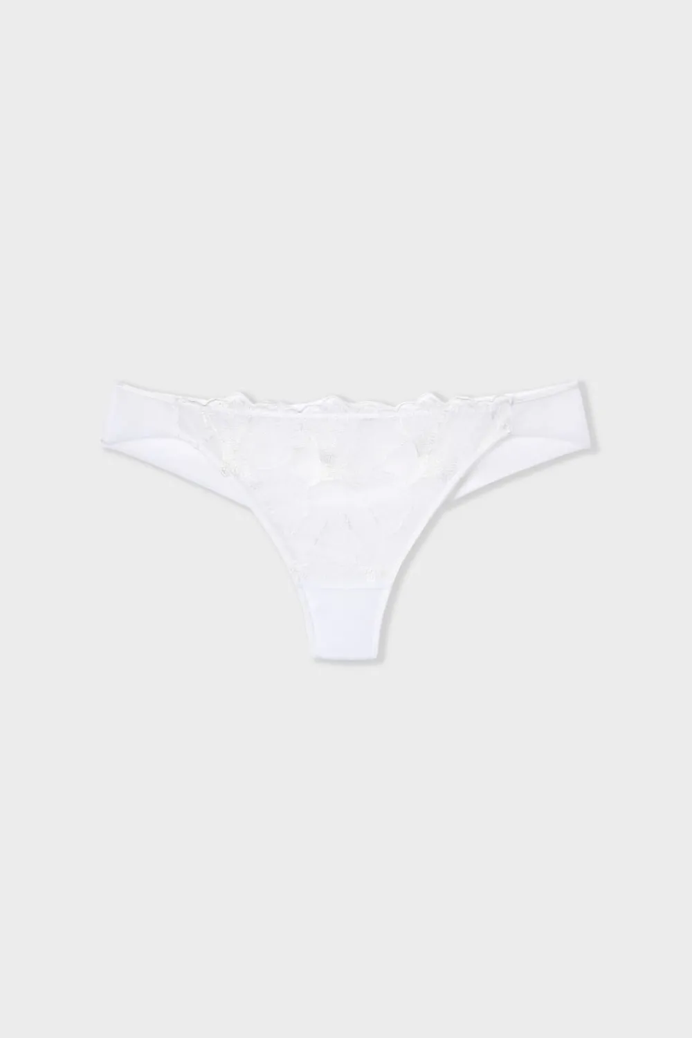 Outlet ETAM Tanga de encaje BLANCO