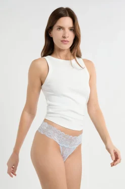 New ETAM Tanga de encaje AZUL