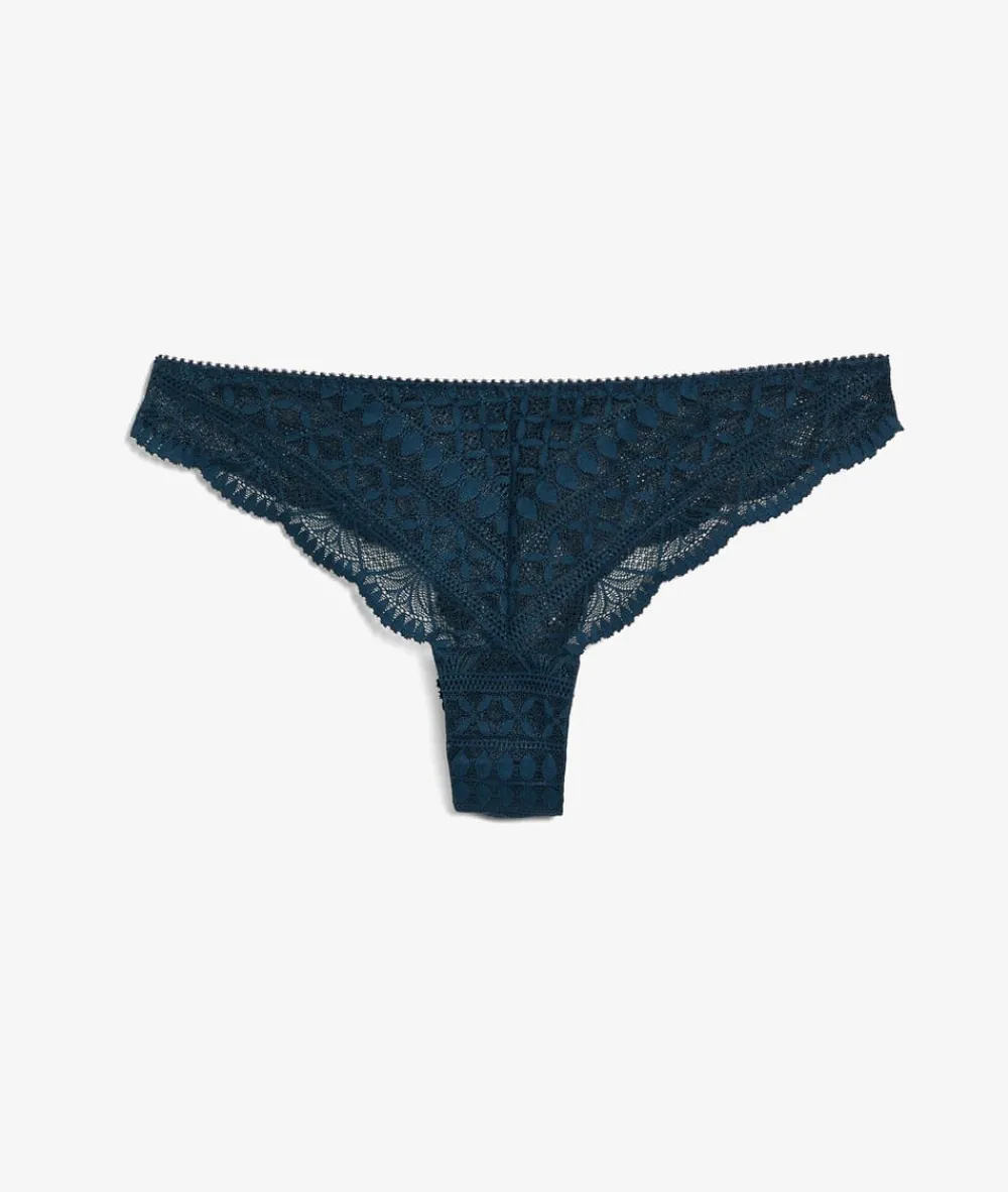 Outlet ETAM Tanga de encaje AZUL TINTA