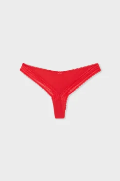 Sale ETAM Tanga de encaje ROJO