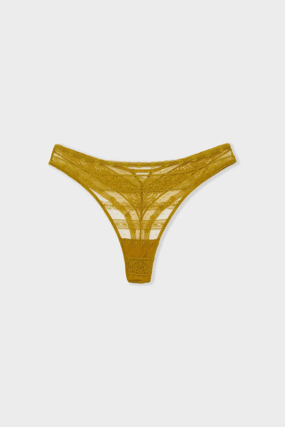 Best ETAM Tanga de encaje AMARILLO ÁCIDO