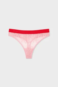 Clearance ETAM Tanga de encaje x Lemonade Dolls ROSE POUDRE