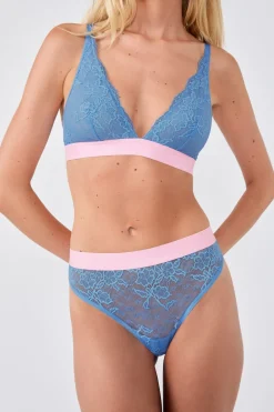 Best ETAM Tanga de encaje x Lemonade Dolls BLEU