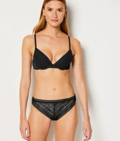 Best ETAM Tanga de encaje gráfico NEGRO