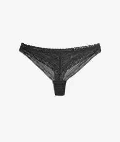 Best ETAM Tanga de encaje gráfico NEGRO