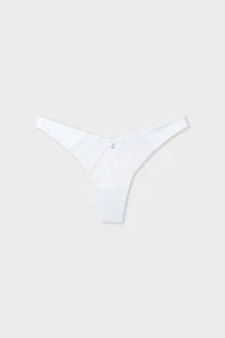 Discount ETAM Tanga de encaje y satén BLANCO