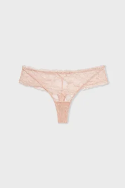Outlet ETAM Tanga de encaje y tul ROSA EMPOLVADO