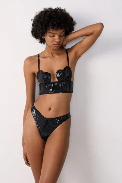 Discount ETAM Tanga de lentejuelas NEGRO