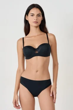 Sale ETAM Tanga de microfibra satinada NEGRO