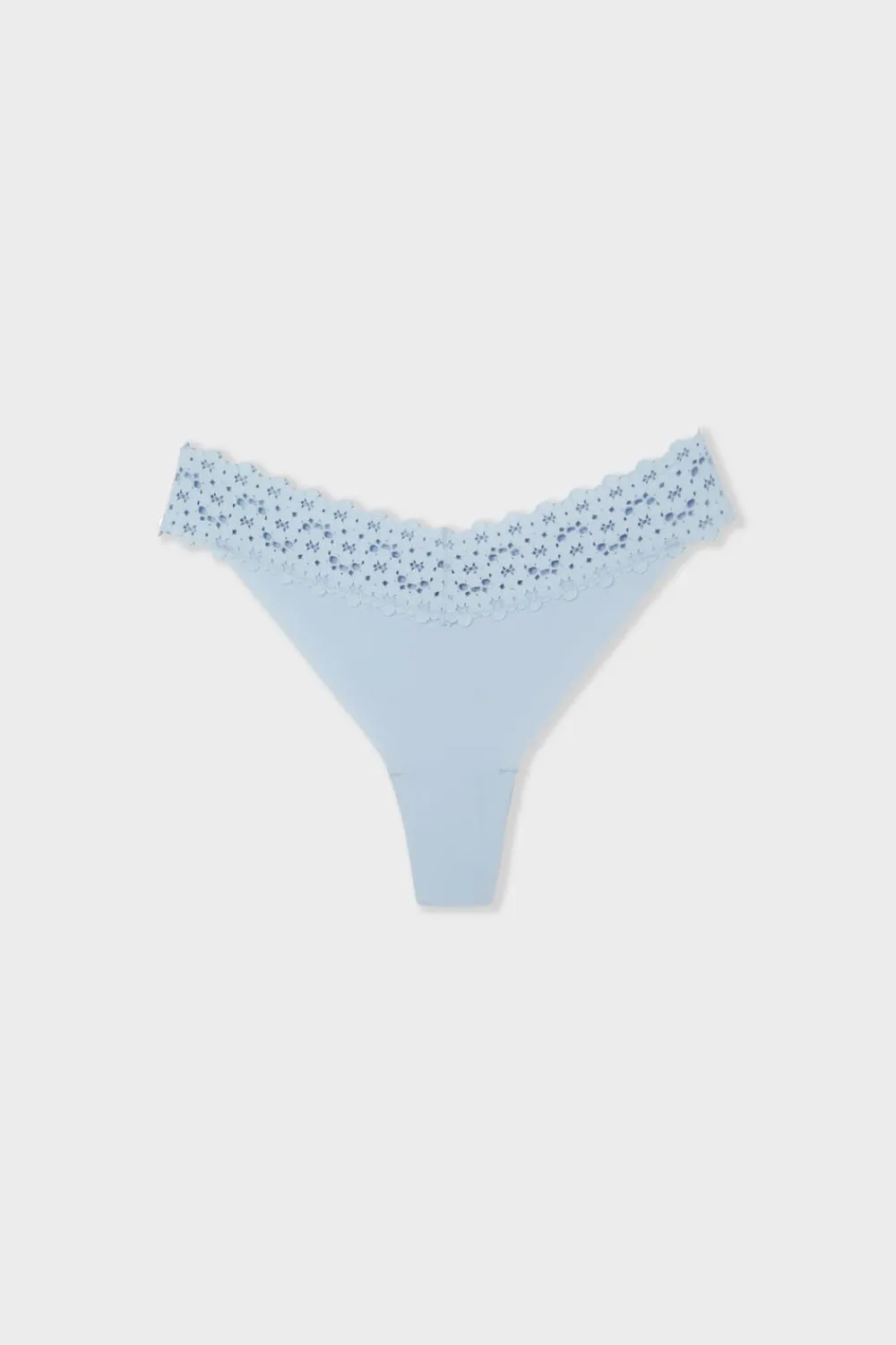 Outlet ETAM Tanga de microfibra y encaje AZUL LAGUNA