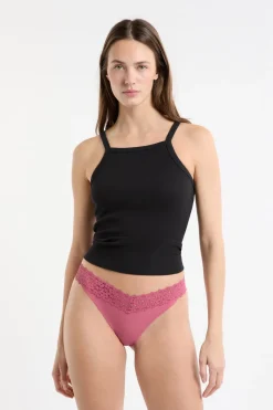 Clearance ETAM Tanga de microfibra y encaje BLUSH