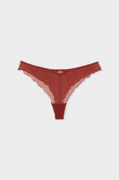 Clearance ETAM Tanga de tul TERRACOTTA