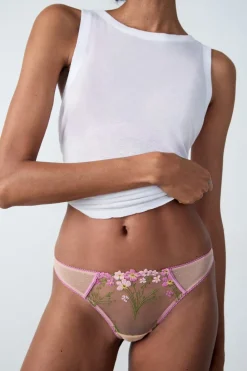 Discount ETAM Tanga de tul bordado LILA
