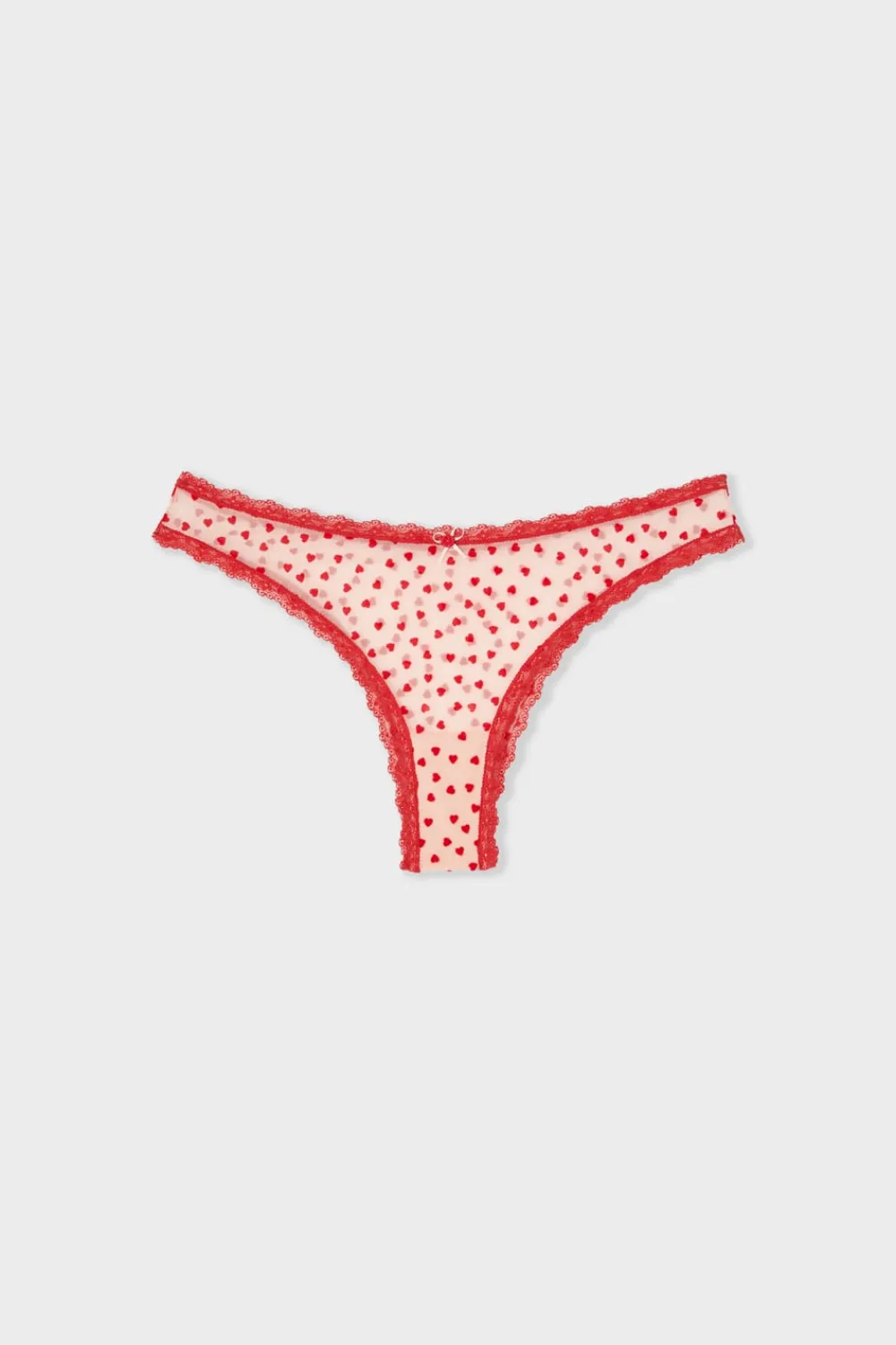 ETAM Tanga de tul con estampado de corazones IMP FOND ROSA