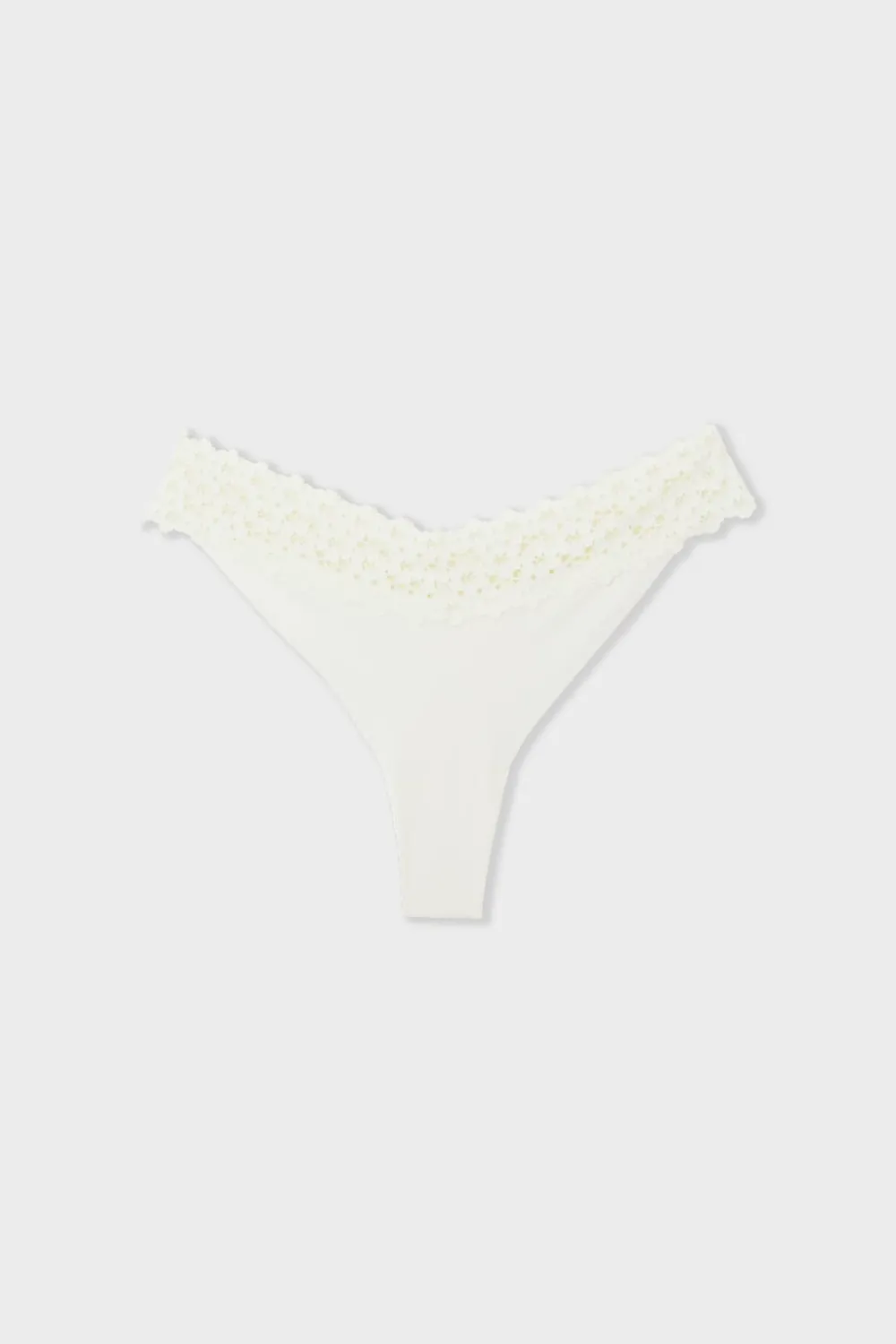 Clearance ETAM Tanga en V de microfibra y encaje BLANCO