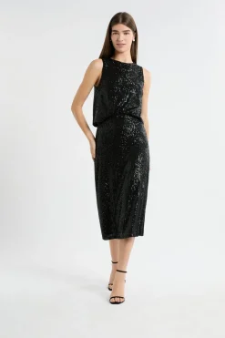 Outlet ETAM Top à sequins NOIR