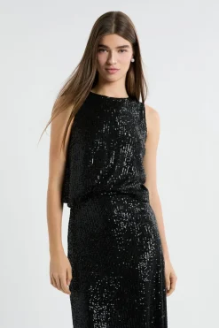 Outlet ETAM Top à sequins NOIR