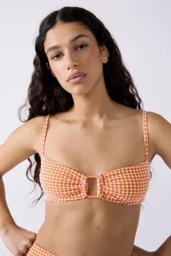 New ETAM Top bikini bandeau estampado NARANJA