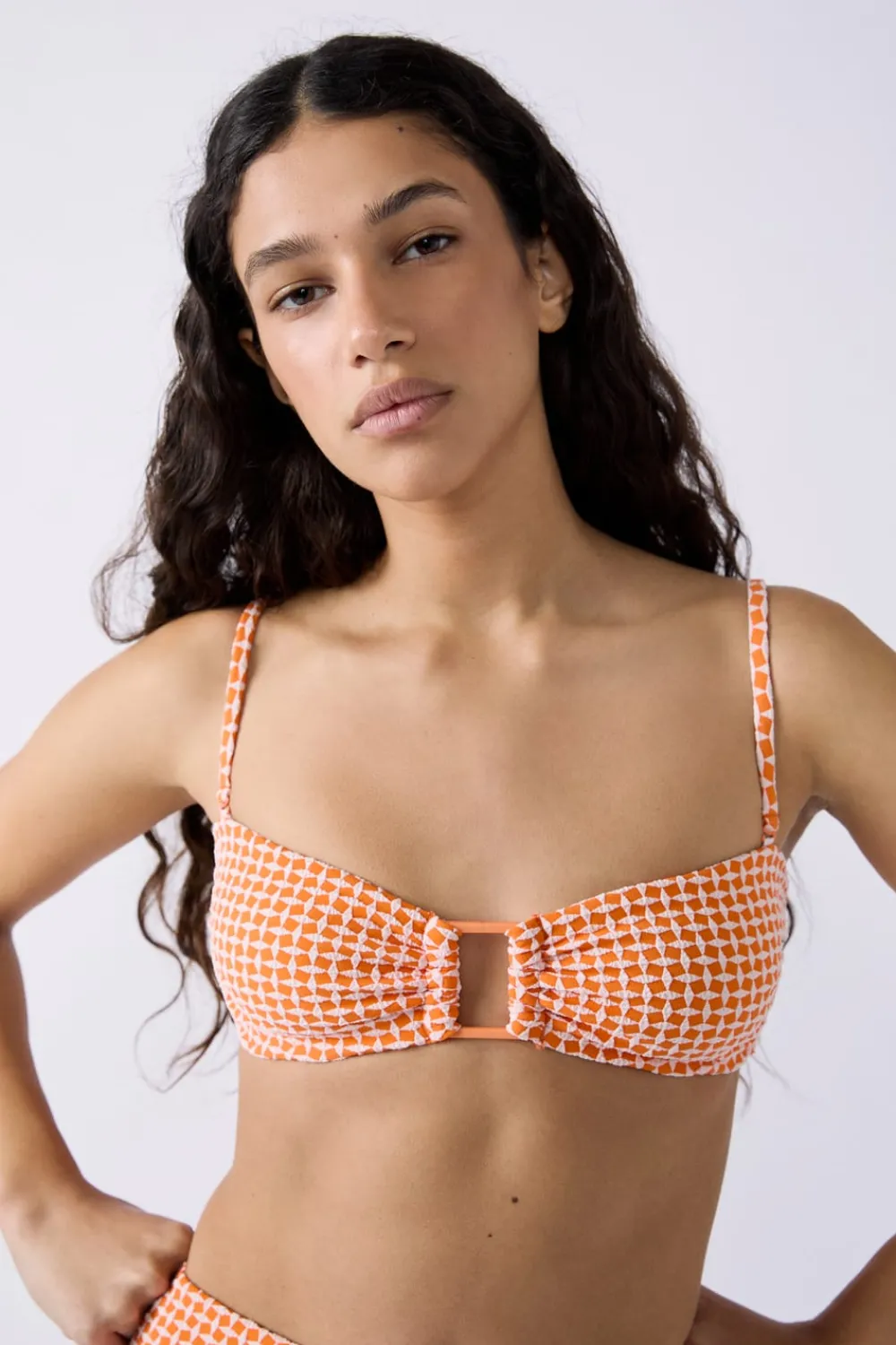 New ETAM Top bikini bandeau estampado NARANJA