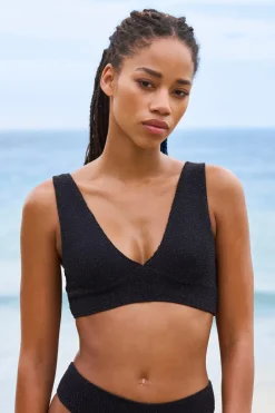 Discount ETAM Top bikini tejido brillante PLATA