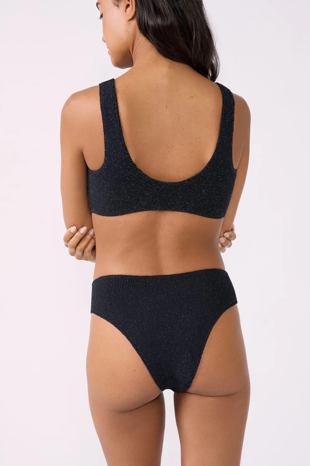 Discount ETAM Top bikini tejido brillante PLATA
