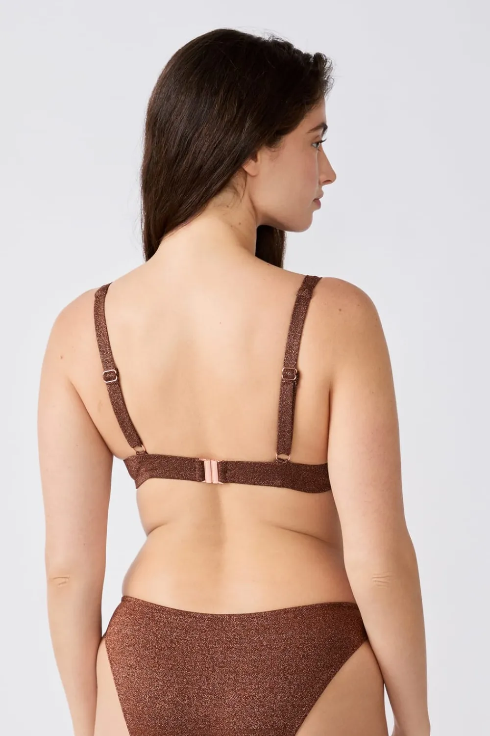Discount ETAM Top bikini triangular brillante MARRON
