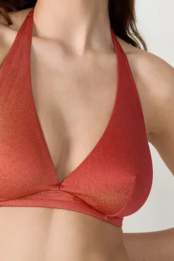 Discount ETAM Top bikini triangular con aros NARANJA