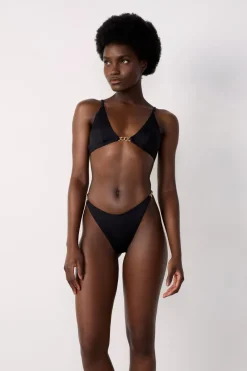 New ETAM Top bikini triangular con detalle joya NEGRO