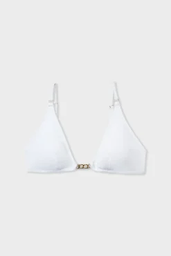 Best ETAM Top bikini triangular con detalle joya BLANCO