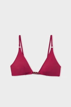 Clearance ETAM Top bikini triangular detalles joya MARRÓN