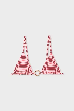 ETAM Top bikini triangular detalle de anilla ROJO