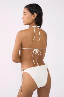 New ETAM Top bikini triangular detalle joya BLANCO