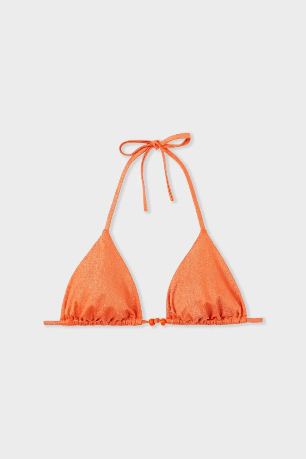 Online ETAM Top bikini triangular detalle perla NARANJA