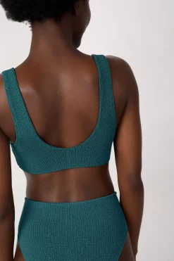 Outlet ETAM Top bikini triangular en material elástico VERDE