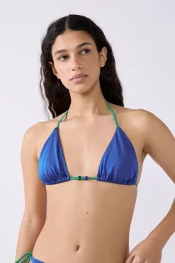 Best ETAM Top bikini triangular estampado AZUL NOCHE
