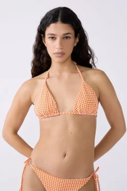 Online ETAM Top bikini triangular estampado NARANJA
