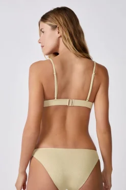 Clearance ETAM Top bikini triangular sin aros brillante DORADO