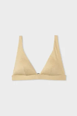 Clearance ETAM Top bikini triangular sin aros brillante DORADO