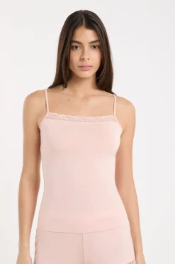 New ETAM Top con detalles de encaje ROSA EMPOLVADO