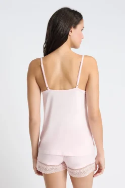 Sale ETAM Top con tirantes finos de encaje ROSA CLARO
