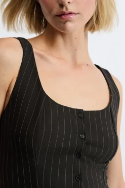 Discount ETAM Top con volantes y rayas NEGRO