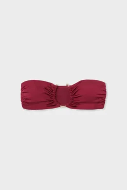 New ETAM Top de bikini sujetador bandeau con detalle de anilla BURDEOS GRANATE